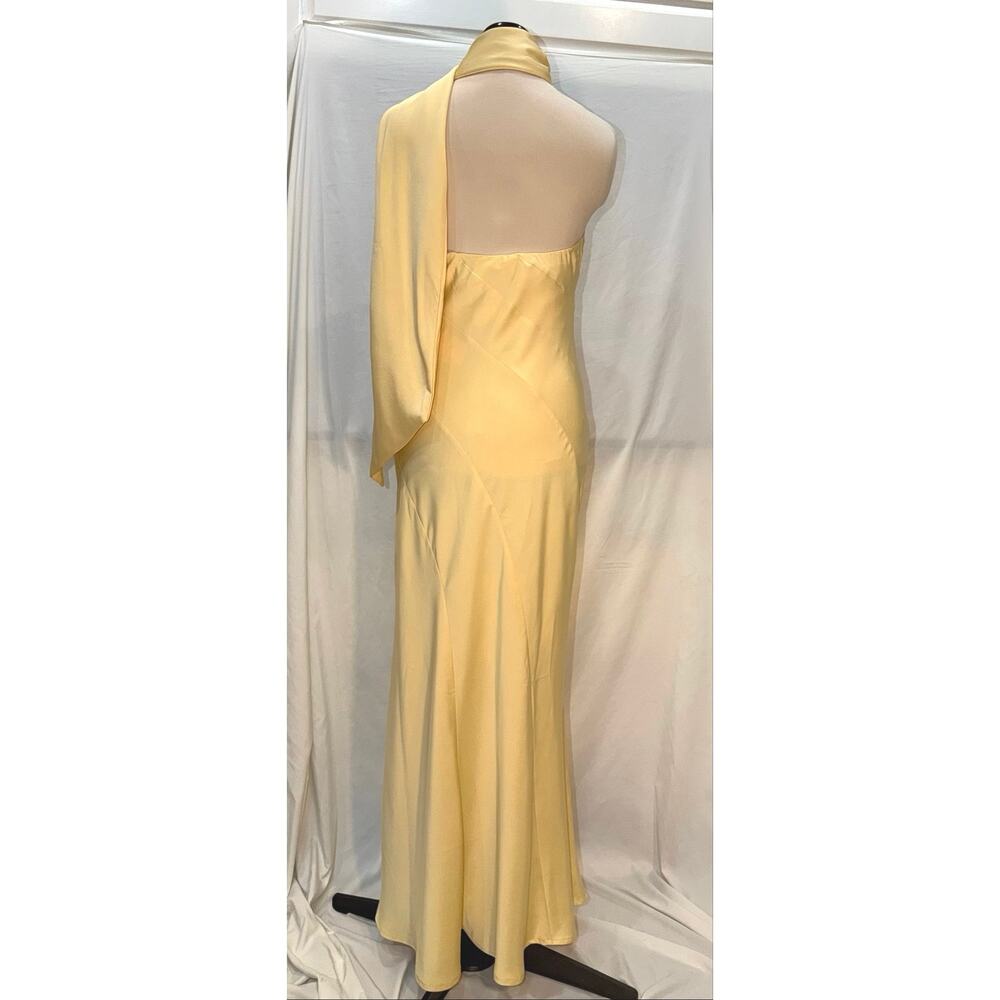 Hello Molly Pale Yellow One-Shoulder Satin Maxi Dress - Picture 4 of 9
